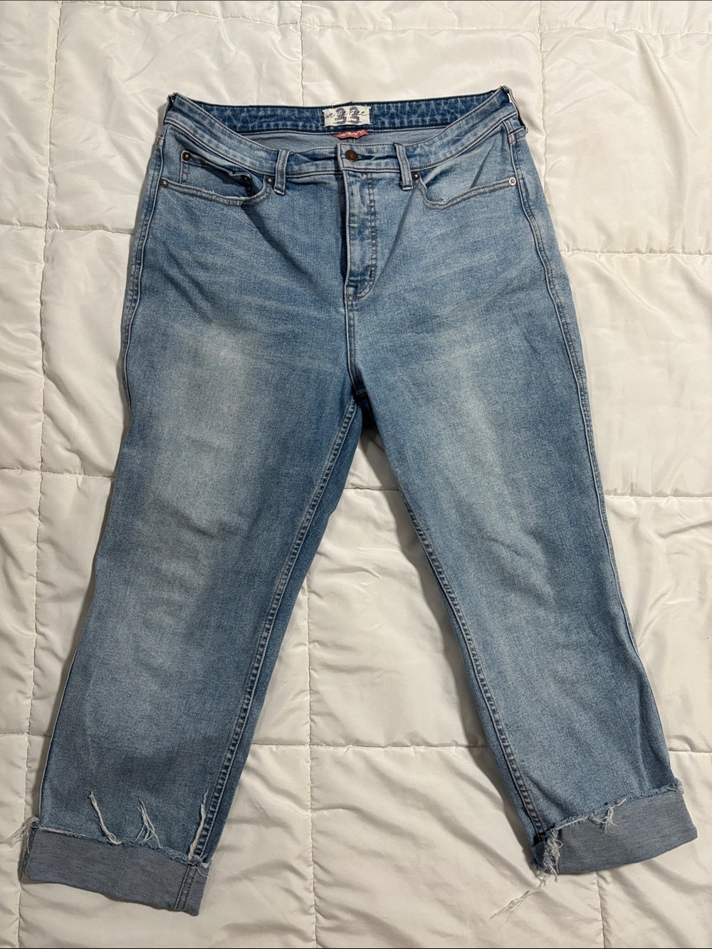 We the Free Free People Light Wash Women's Blue Jeans CRVY Stretch Straight Fit